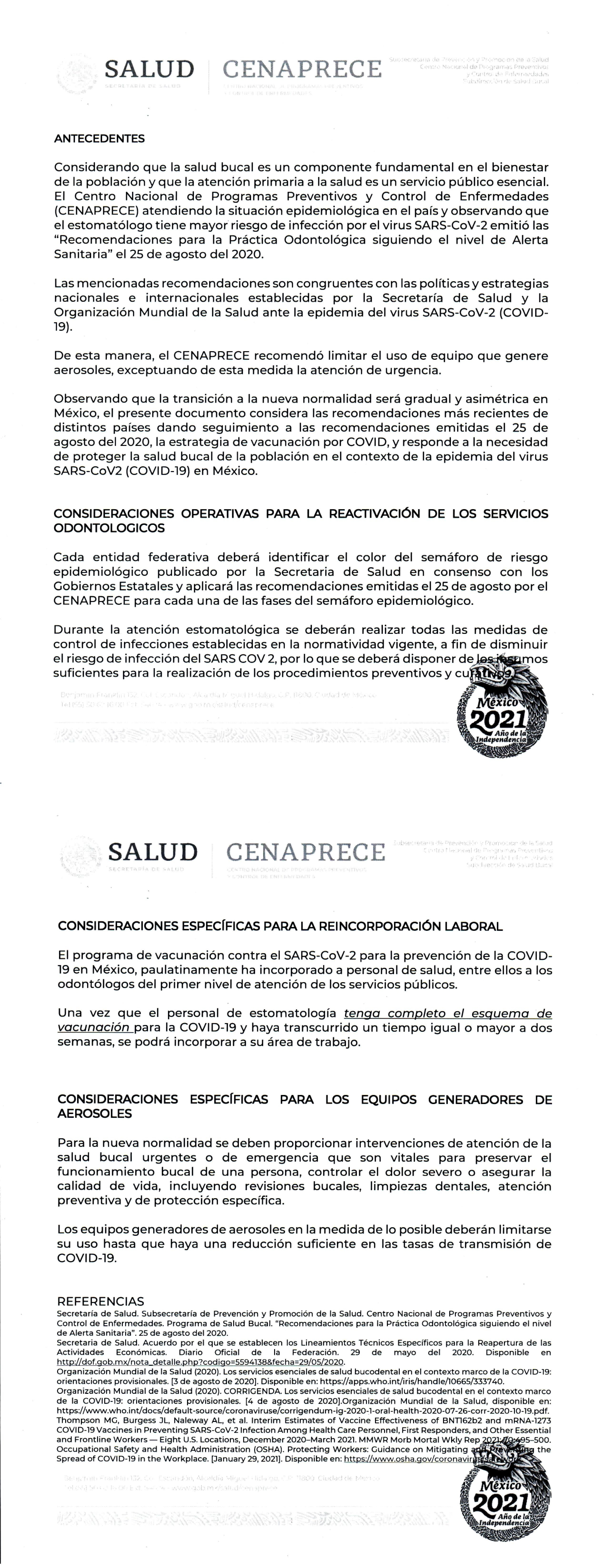 Comunicado Secretaria de Salud | Cenaprece
